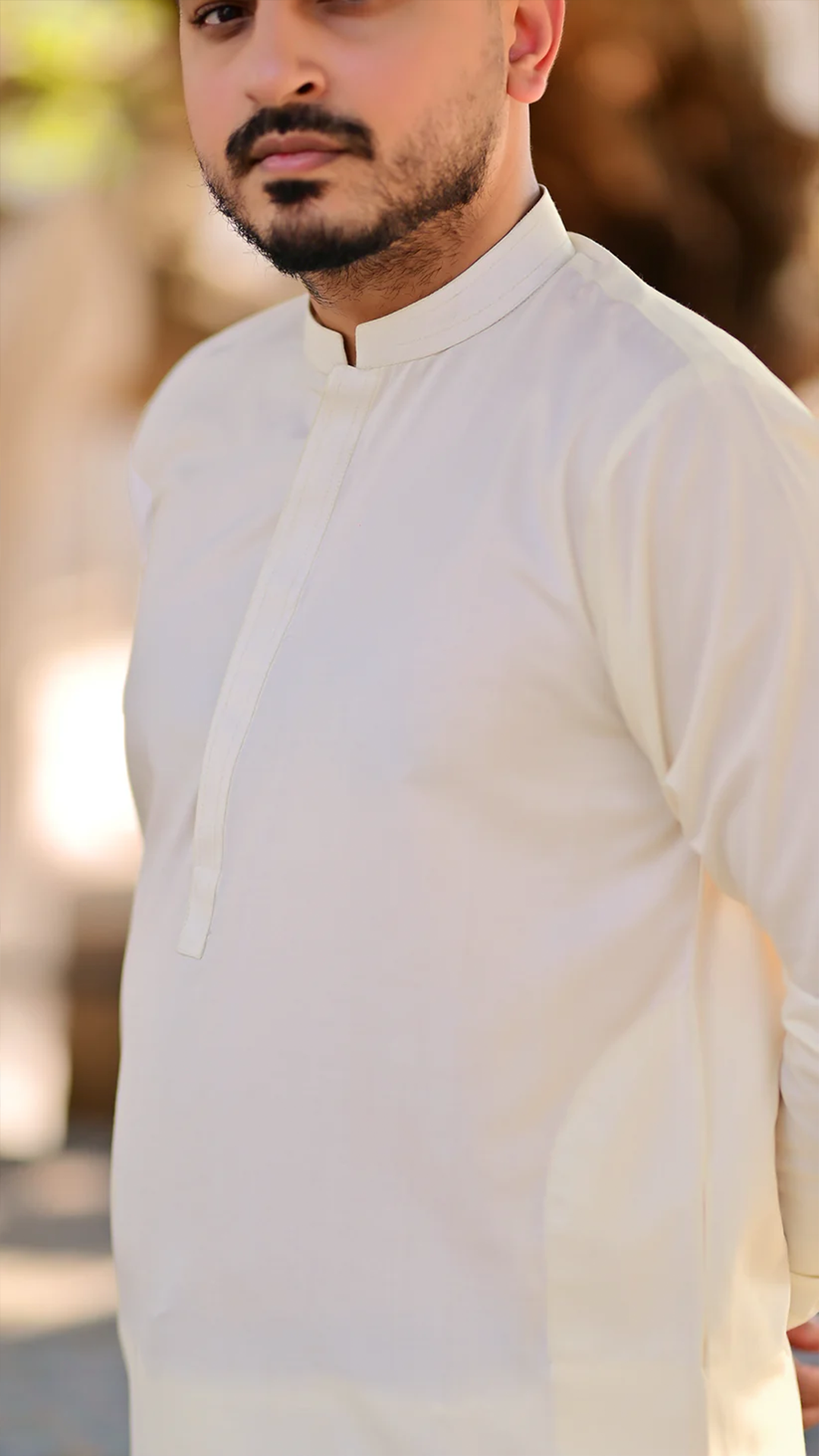 Basic Stitched Boski Suit - Cream Ban