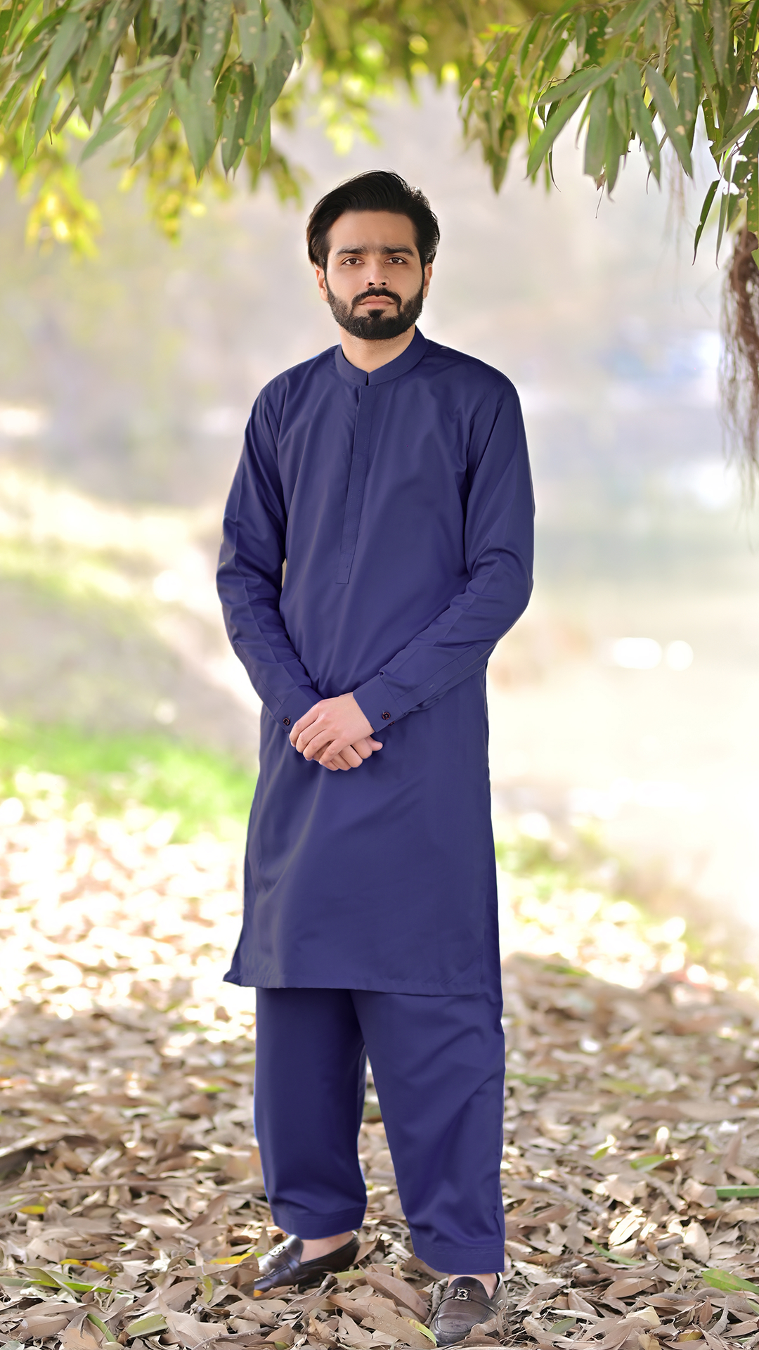 Premium Stitched Suit - Navy Blue Ban