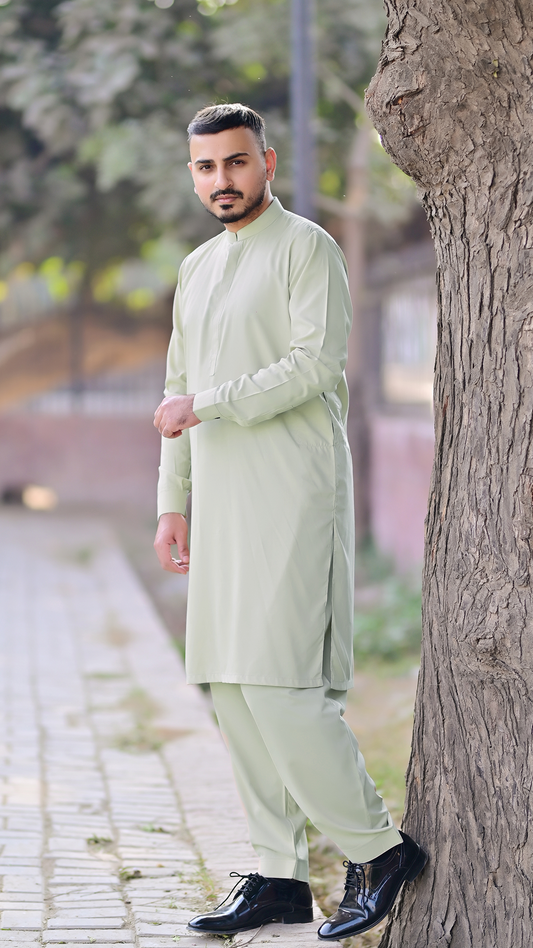 Premium Stitched Suit - Pistachio Green Ban
