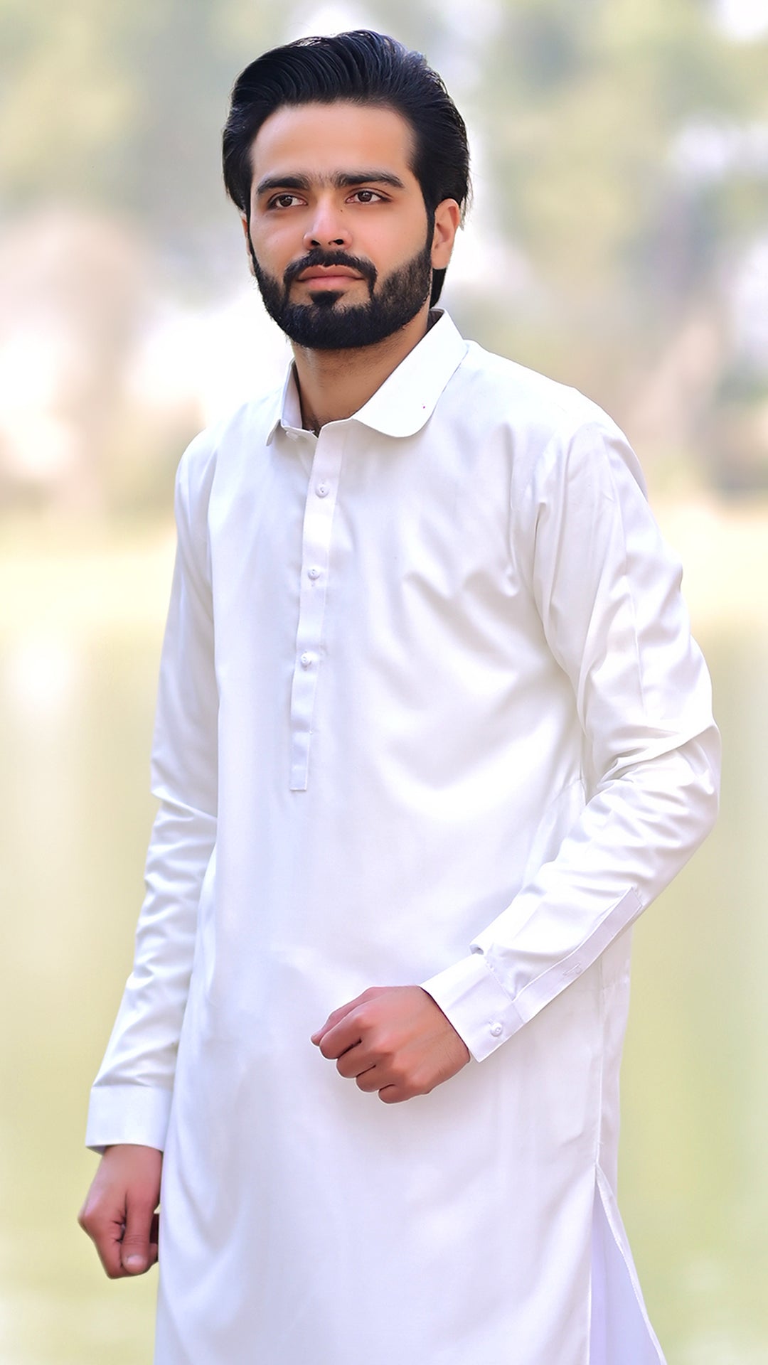 Basic Stitched Boski Suit - Off White Collar