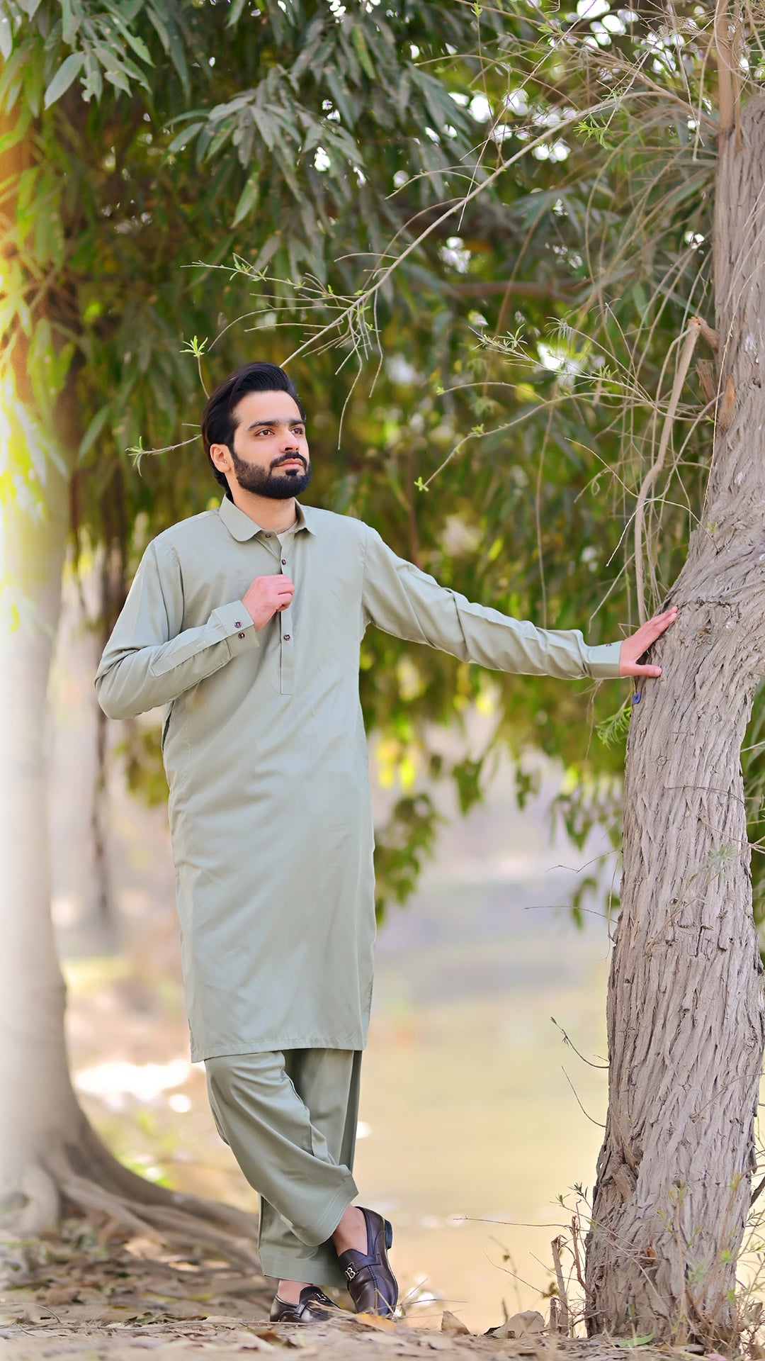 Premium Stitched Suit - Green Dawn Collar