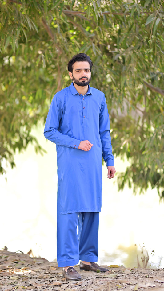 Premium Stitched Suit - Blueberry Collar