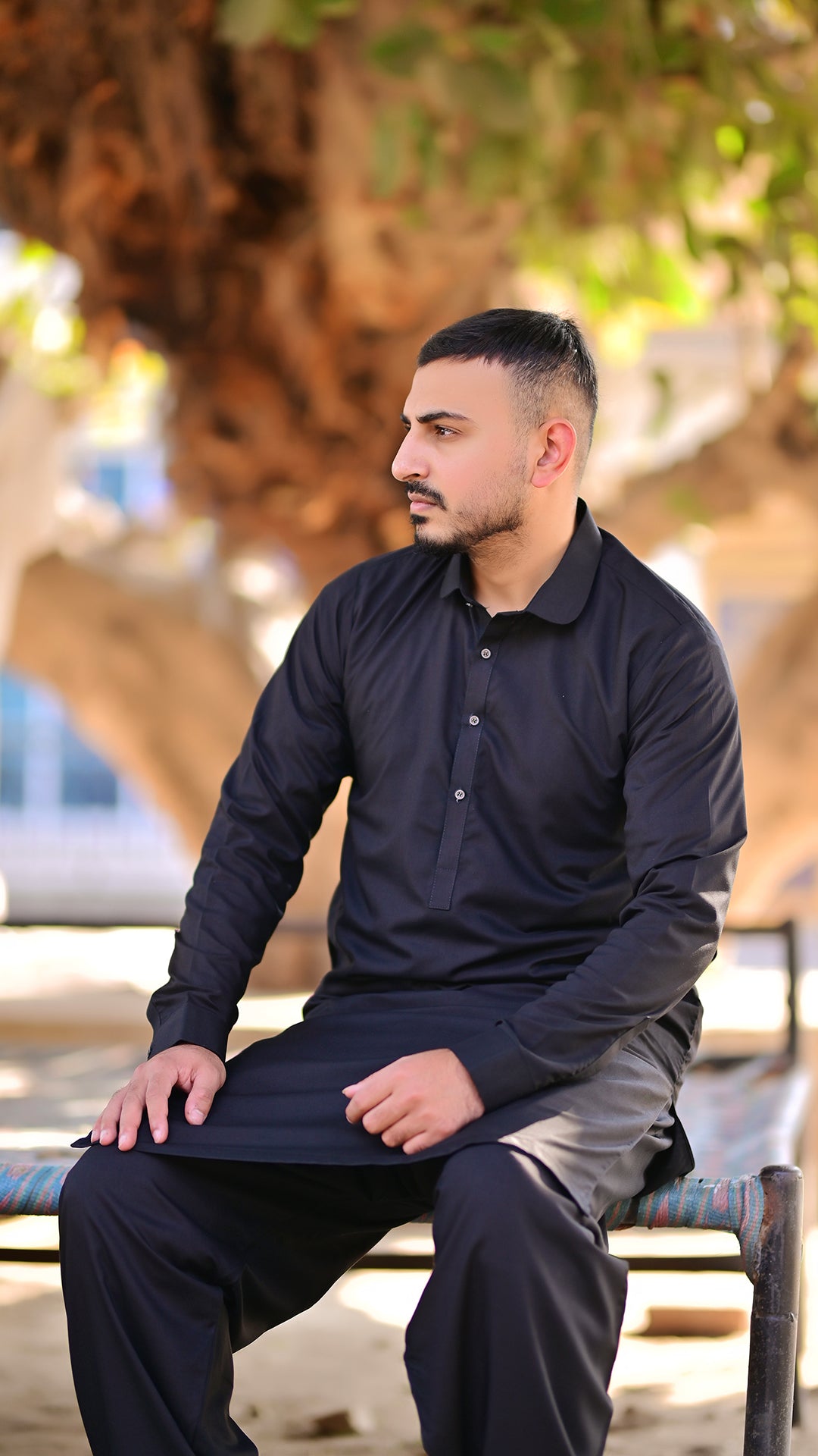 Premium Stitched Suit - Black Collar