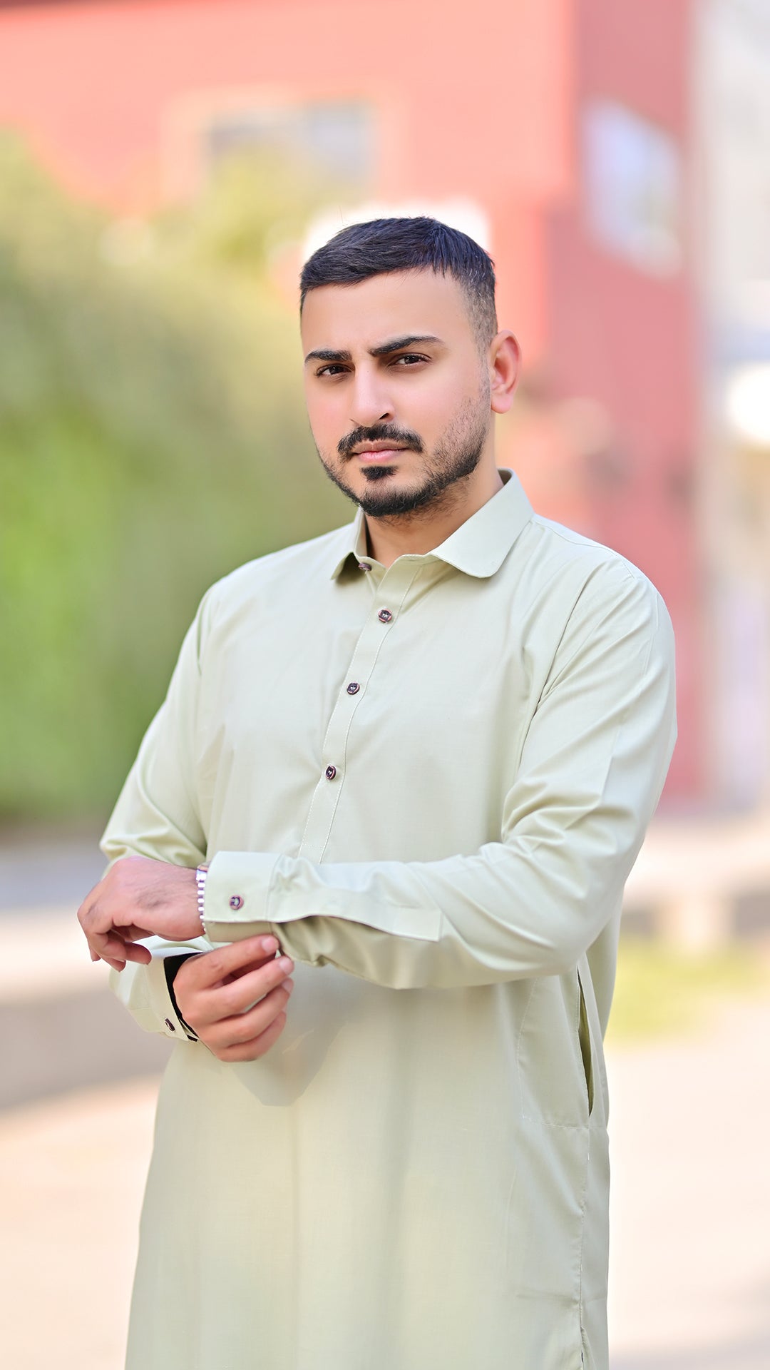 Premium Stitched Suit - Pistachio Green Collar