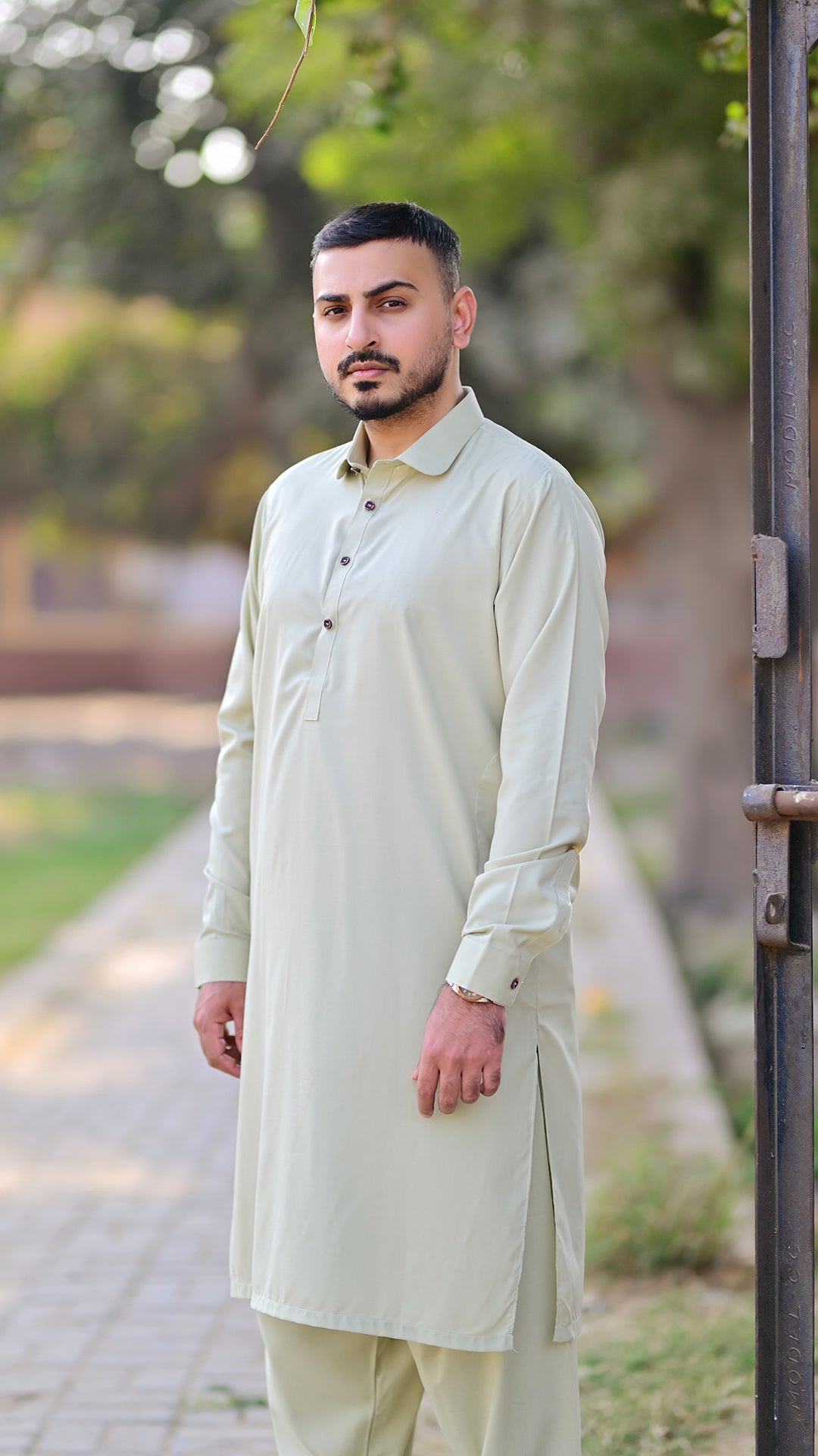 Premium Stitched Suit - Pistachio Green Collar