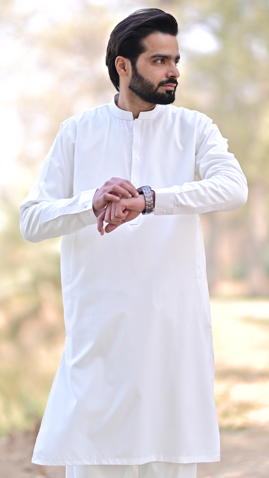 Premium Stitched Suit - Pure White ban