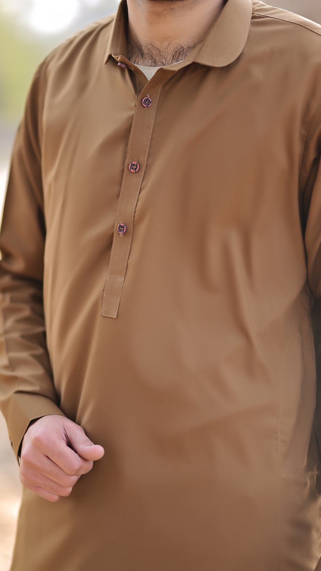 Premium Stitched Suit - Chocolate Brown Collar